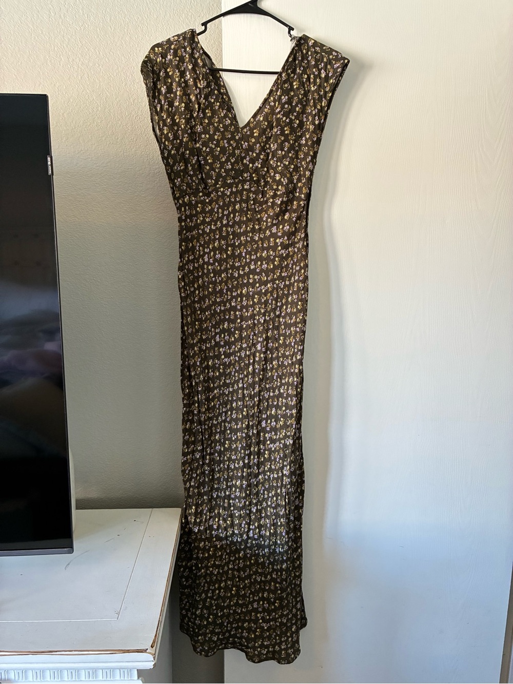 Madewell Brown Floral V-Neck Maxi Dress